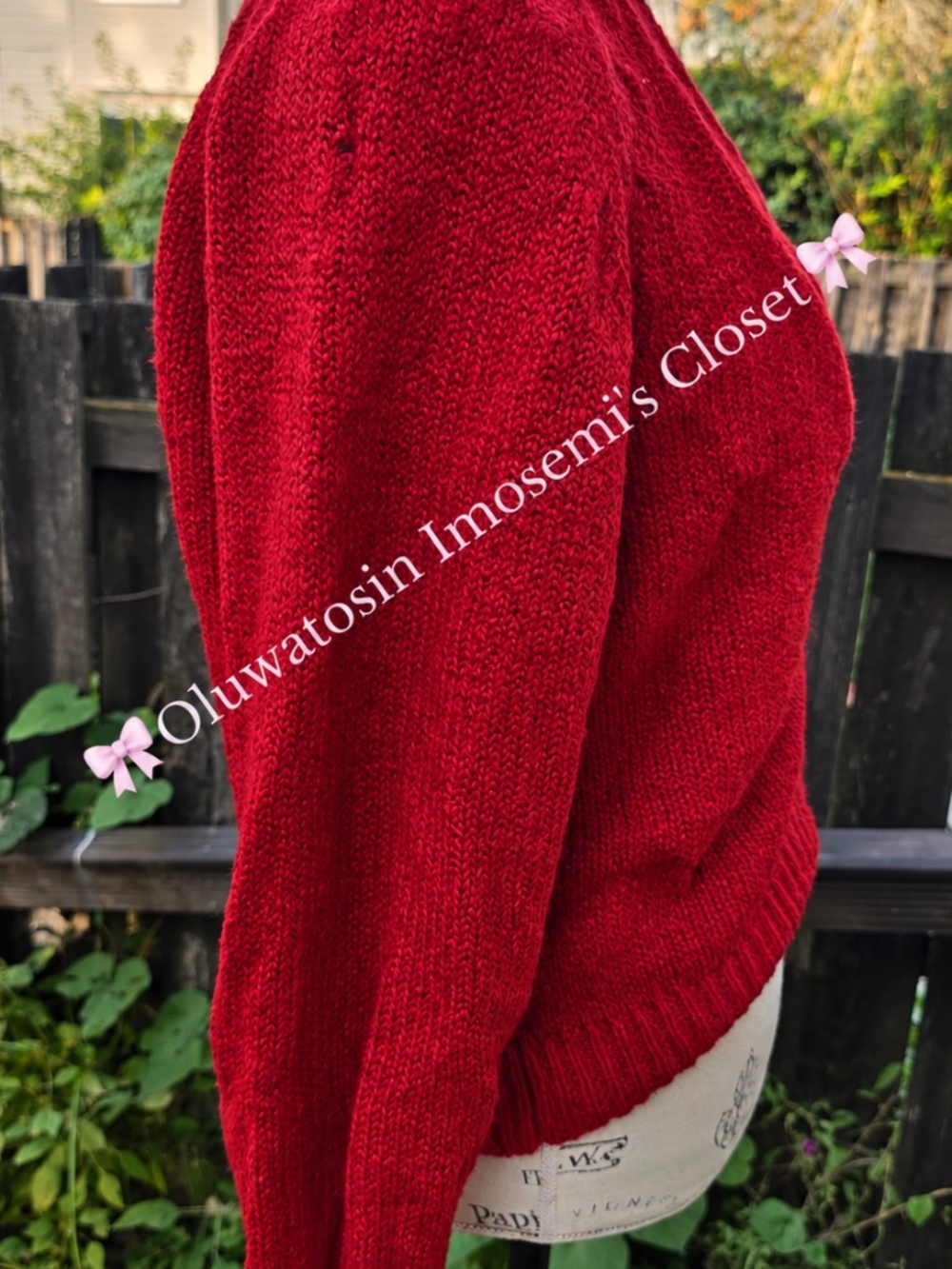 Red Textured Cardigan - Picture 2 of 5